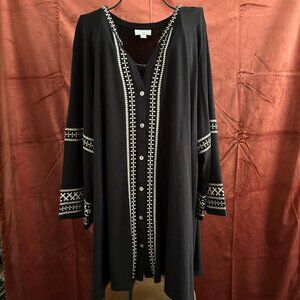 J.Jill Beautiful black tunic w cream embroidery - NWOT